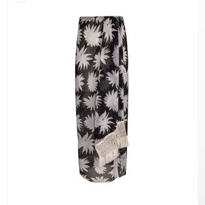PatBO Dahlia Fringe Trim Beach Skirt Black